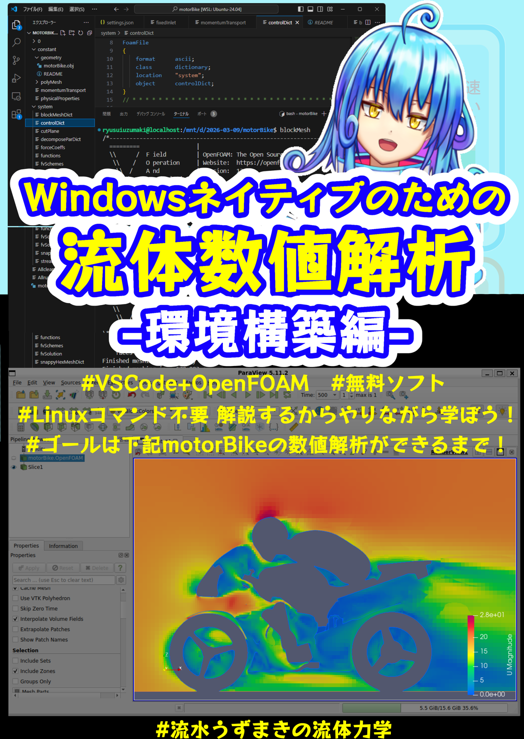 Windowsネイティブのための流体数値解析-環境構築編-：流水うずまきの